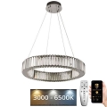 Candelabro suspenso de cristal LED com regulação LED/40W/230V 3000-6500K cromado + controlo remoto