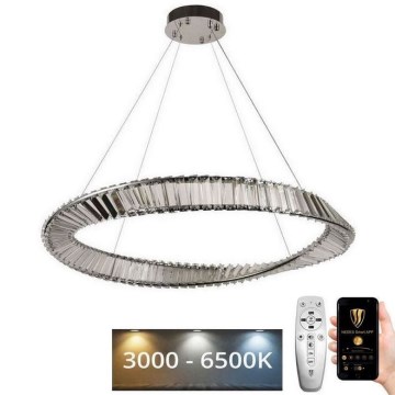 Candelabro suspenso de cristal LED com regulação LED/50W/230V 3000-6500K + controlo remoto