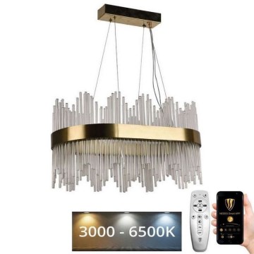 Candelabro suspenso de cristal LED com regulação LED/70W/230V 3000-6500K + controlo remoto