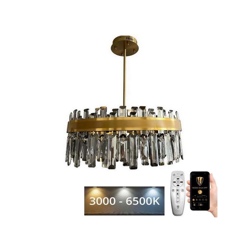 Candelabro suspenso de cristal LED com regulação LED/80W/230V 3000-6500K + controlo remoto