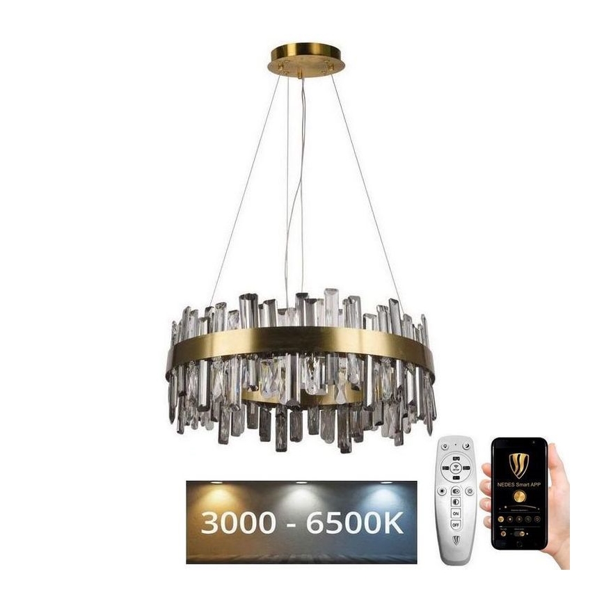 Candelabro suspenso de cristal LED com regulação LED/80W/230V 3000-6500K + controlo remoto