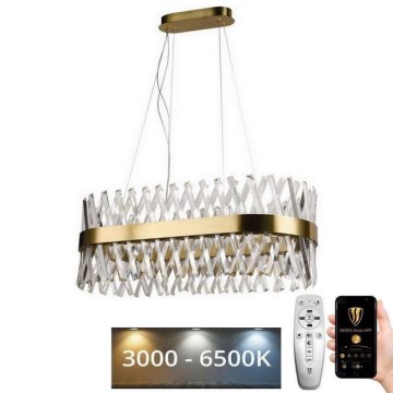 Candelabro suspenso de cristal LED com regulação LED/90W/230V 3000-6500K + controlo remoto