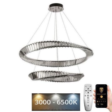 Candelabro suspenso de cristal LED com regulação LED/90W/230V 3000-6500K cromado + controlo remoto