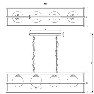 Candelabro suspenso DIEGO 4xE14/40W/230V preto