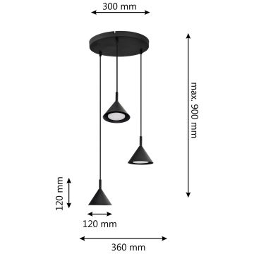 Candelabro suspenso ETNA 3xGX53/10W/230V preto