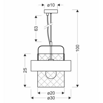 Candelabro suspenso FIBA 1xE27/60W/230V prateado/preto