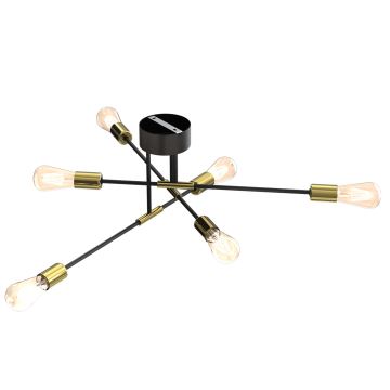 Candelabro suspenso FLAME 6xE27/60W/230V preto/dourado