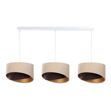 Candelabro suspenso GALAXY 3xE27/60W/230V bege/castanho/dourado