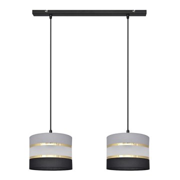 Candelabro suspenso HELEN 2xE27/60W/230V preto/cinzento/dourado