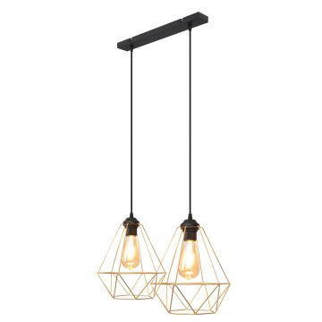 Candelabro suspenso KARO 2xE27/60W/230V dourada/preto