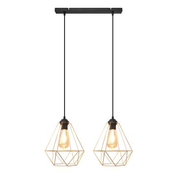 Candelabro suspenso KARO 2xE27/60W/230V dourada/preto