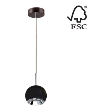 Candelabro suspenso LED BALL WOOD 1xGU10/5W/230V faia - certificado por FSC