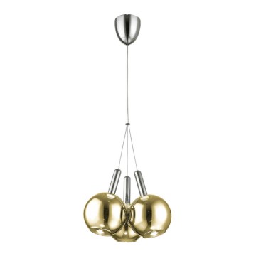 Candelabro suspenso LED BALLS 3xLED/5W230V dourado/cromado mate