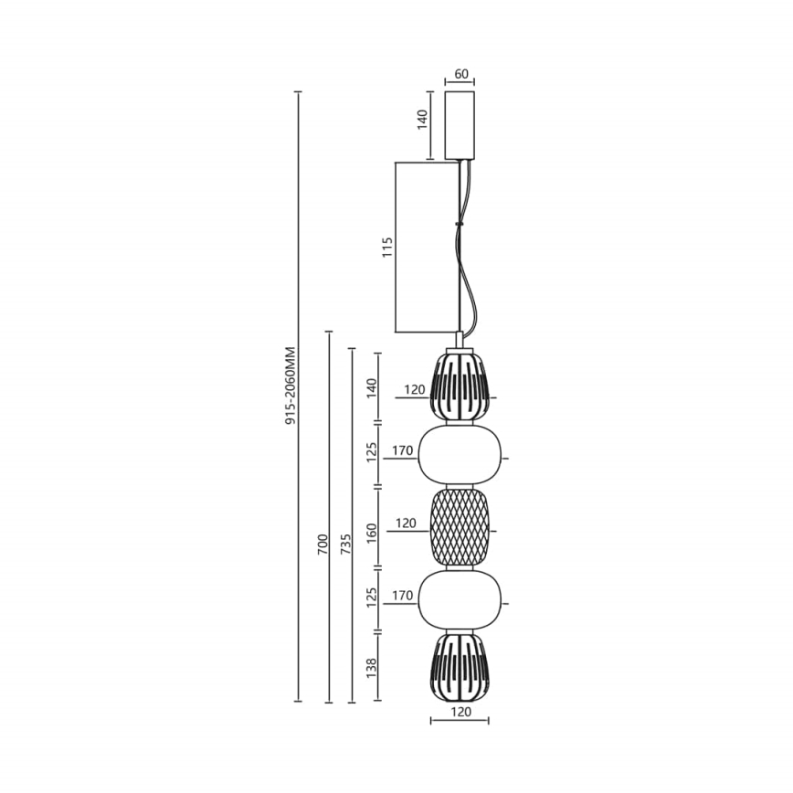 Candelabro suspenso LED CARO LED/40W/230V dourada