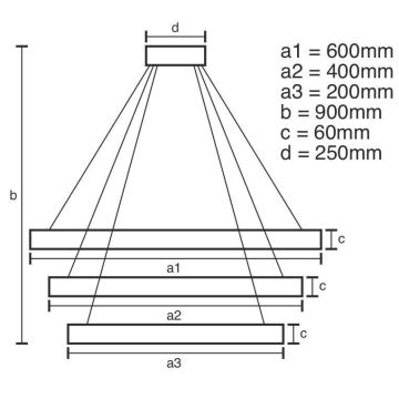 Candelabro suspenso LED com regulação LED/165W/230V 3000-6500K + controlo remoto