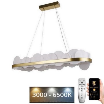 Candelabro suspenso LED com regulação LED/50W/230V 3000-6500K dourada + controlo remoto