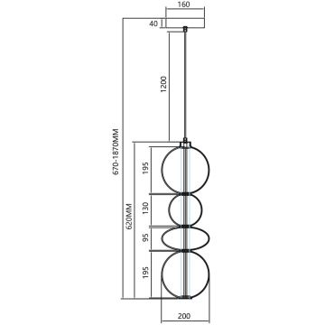 Candelabro suspenso LED DAPHNE LED/36W/230V cinzento