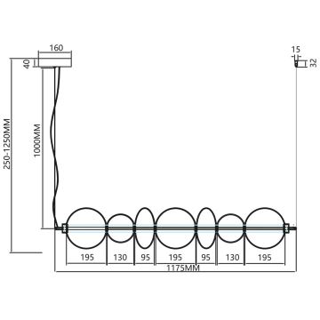 Candelabro suspenso LED DAPHNE LED/40W/230V dourada