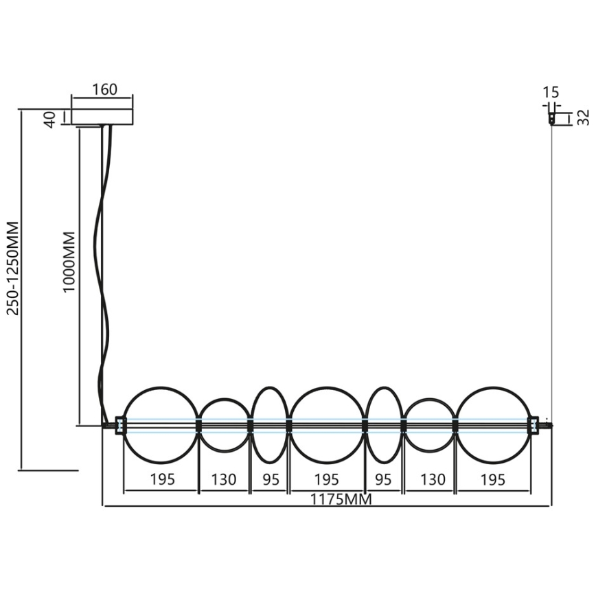 Candelabro suspenso LED DAPHNE LED/40W/230V dourada