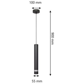 Candelabro suspenso LED TUBA 1xGU10/4,8W/230V preto/cromado