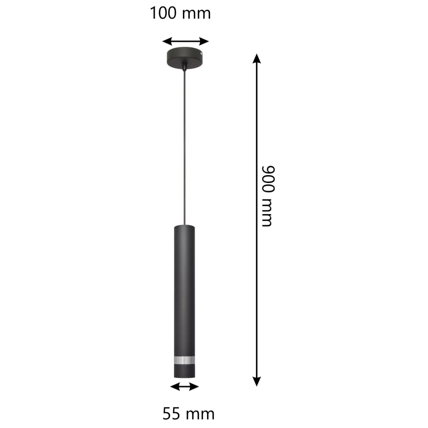 Candelabro suspenso LED TUBA 1xGU10/4,8W/230V preto/cromado