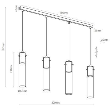 Candelabro suspenso LOOK GRAPHITE 1xGU10/10W/230V