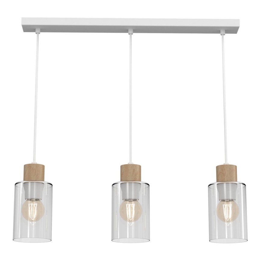 Candelabro suspenso MADERA 3xE27/60W/230V branco/madeira