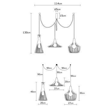 Candelabro suspenso MEZOPOTAMYA 3xE27/40W/230V