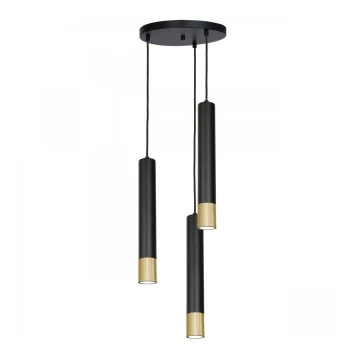 Candelabro suspenso NEST 3xGU10/8W/230V preto/dourado redondo