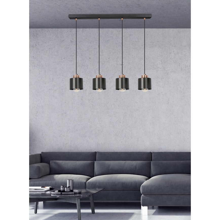 Candelabro suspenso OLENA 4xE27/60W/230V preto