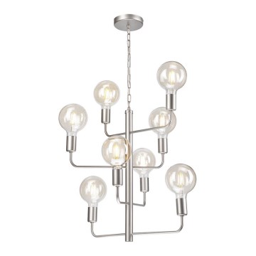 Candelabro suspenso ORLANDO 8xE27/60W/230V prateado