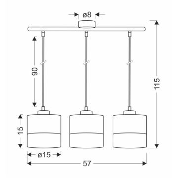 Candelabro suspenso PORTO 3xE27/60W/230V preto/castanho