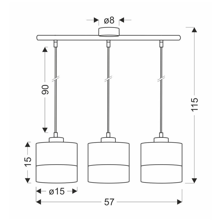 Candelabro suspenso PORTO 3xE27/60W/230V preto/castanho