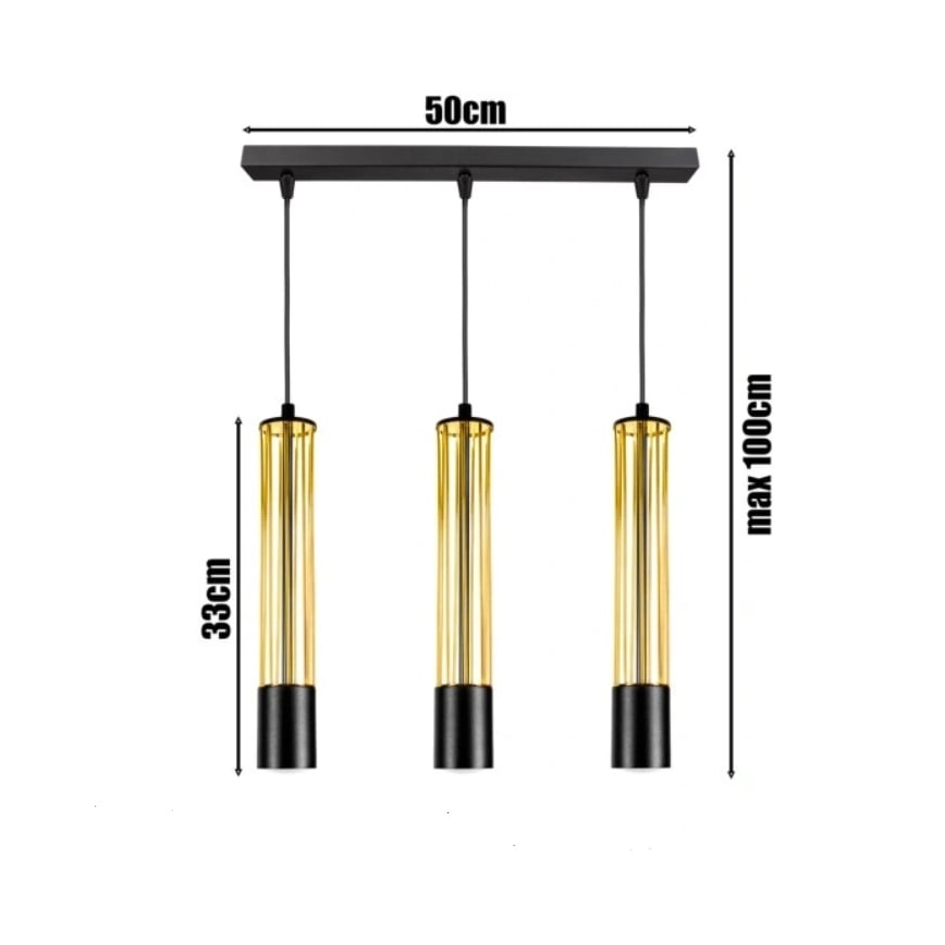 Candelabro suspenso PRESCOT 3xGU10/40W/230V dourado