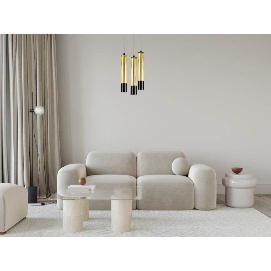 Candelabro suspenso PRESCOT 3xGU10/40W/230V dourado