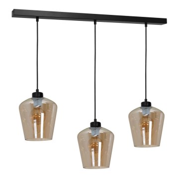 Candelabro suspenso SANTIAGO 3xE27/60W/230V castanho