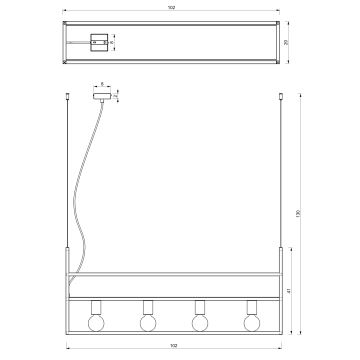 Candelabro suspenso SHELF 4xE27/60W/230V