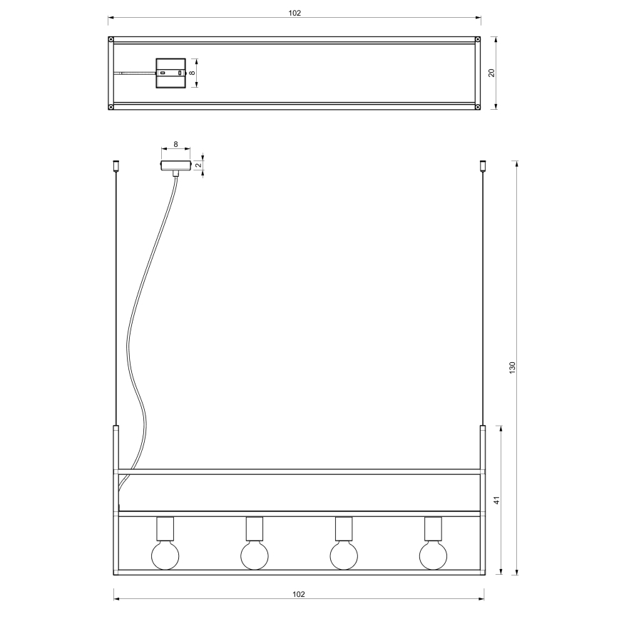 Candelabro suspenso SHELF 4xE27/60W/230V