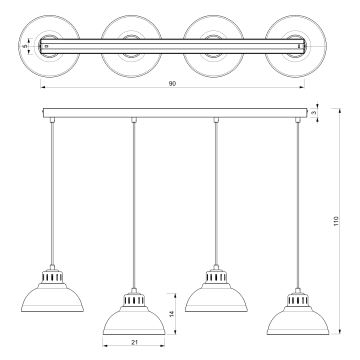 Candelabro suspenso SVEN 4xE27/15W/230V preto