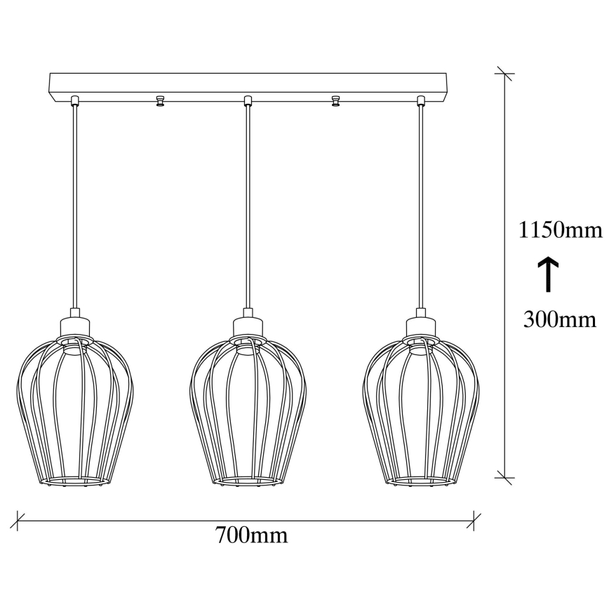 Candelabro suspenso TEL 3xE27/100W/230V