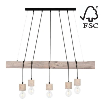 Candelabro suspenso TRABO 5xE27/60W/230V pinho - certificado por FSC