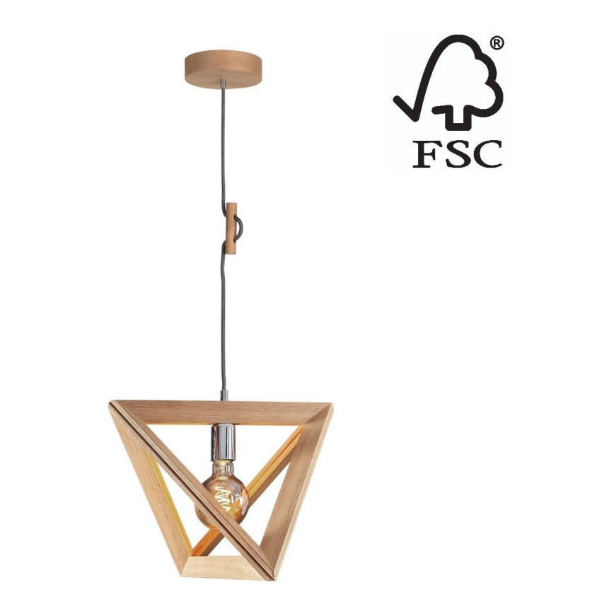 Candelabro suspenso TRIGONON 1xE27/60W/230V carvalho mate - certificado por FSC