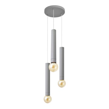 Candelabro suspenso TUBA 3xE27/60W/230V cinzento