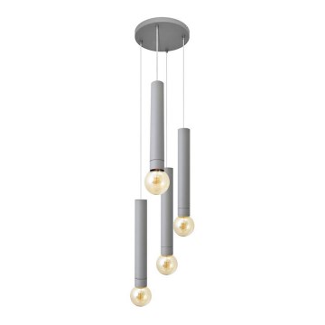 Candelabro suspenso TUBA 4xE27/60W/230V cinzento