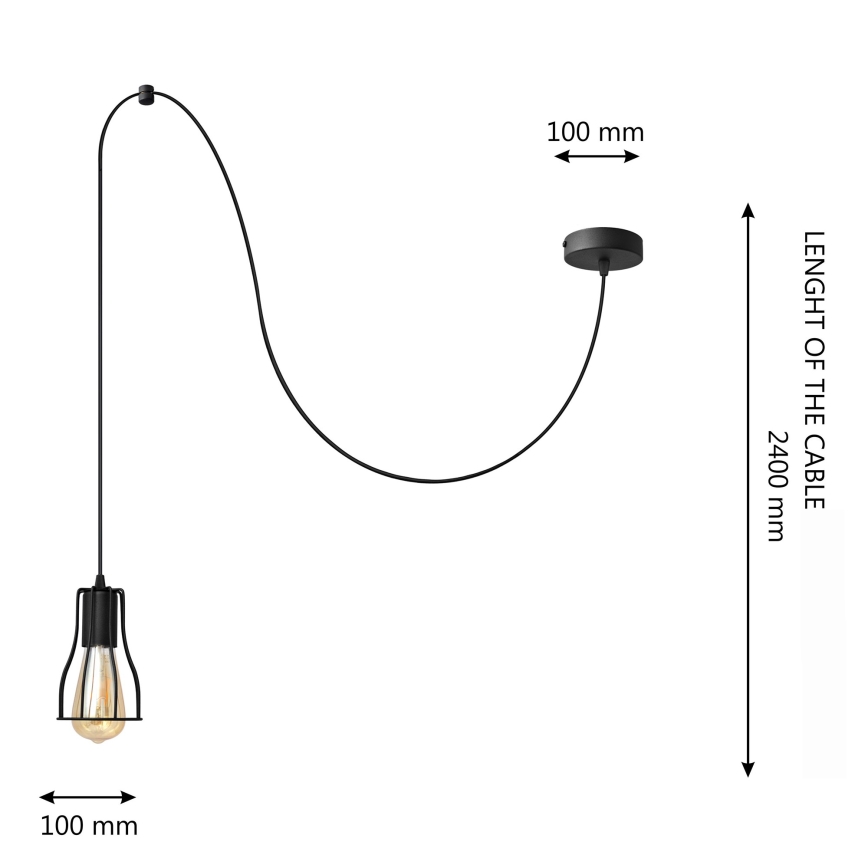 Candelabro suspenso TUBE LONG 1xE27/15W/230V preto