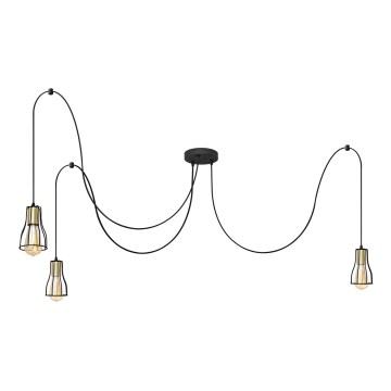 Candelabro suspenso TUBE LONG 3xE27/15W/230V preto/dourada