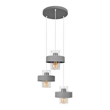 Candelabro suspenso VOLTA 3xE27/60W/230V diâmetro 42 cm cinzento