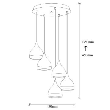 Candelabro suspenso YILDO 5xE27/40W/230V