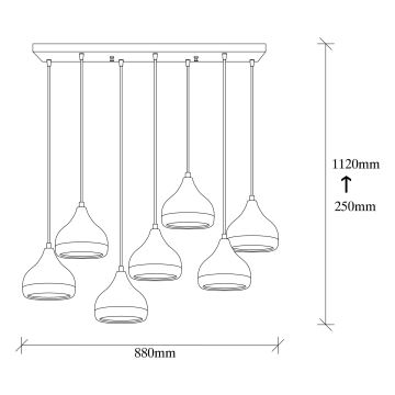 Candelabro suspenso YILDO 7xE27/40W/230V