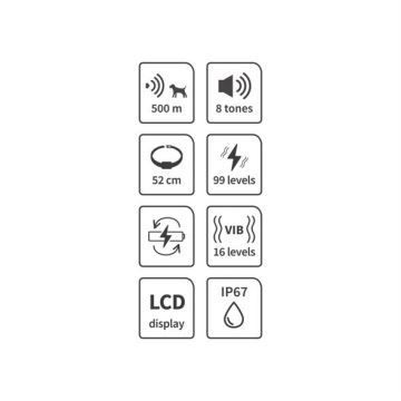 Coleira de treino elétrica para cães 52cm 500m 3,7V IP67